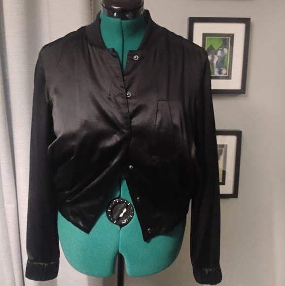 JNBY Graphic Print Black Lightweight Baseball Style Jacket Sz L - Picture 3 of 14